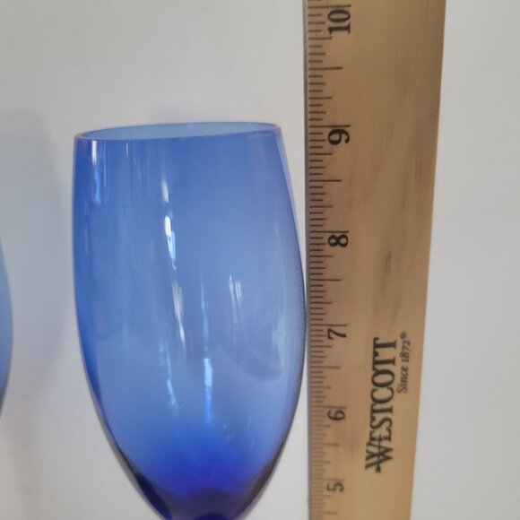 Set Of 2 Cobalt Blue Glass Champagne Flutes 9" Tall - Picture 6 of 6